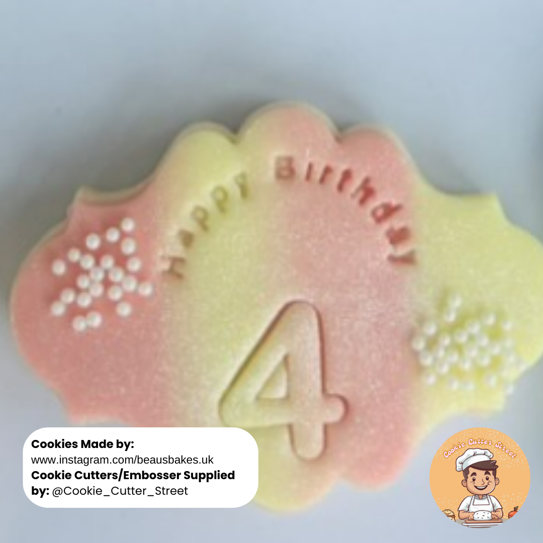 MICRO Message Arch Shape Happy Birthday Cutter & Icing Embosser For Cookies & Cupcake Toppers