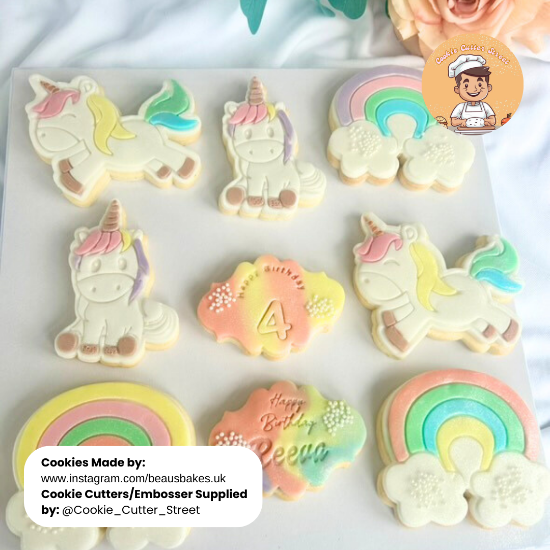Magical Unicorn Themed Cutters & Icing Embossers For Cookies & Cupcake Toppers