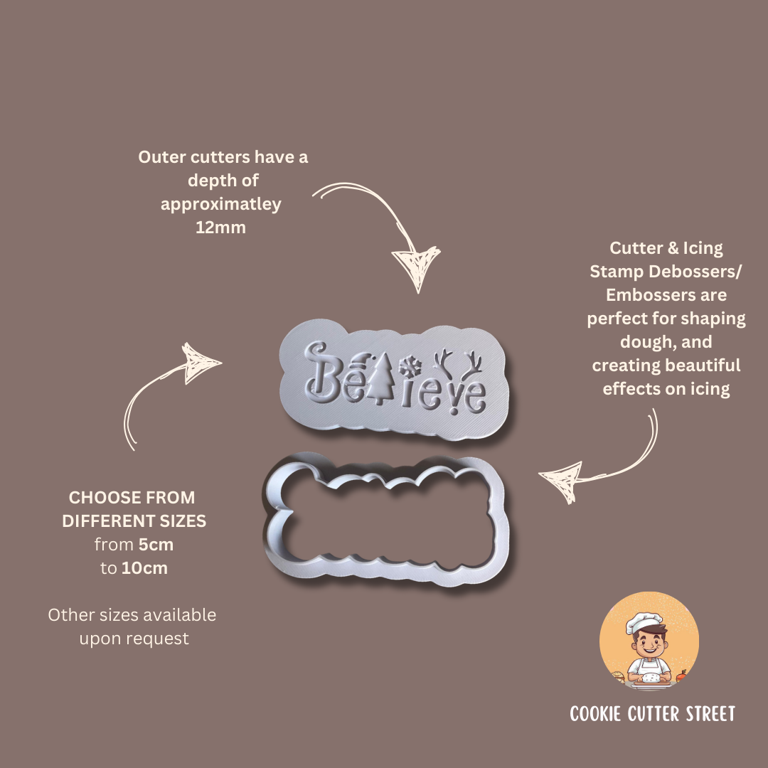 Christmas Believe Multi-Level Stamp & Cutter For Cookies & Cupcakes