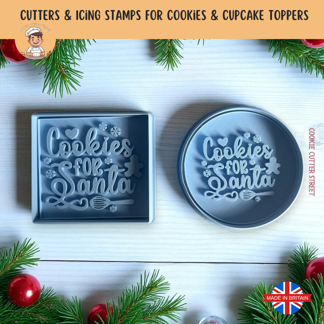 Cookies for Santa Christmas Eve Cutter & Icing Embosser For Cookies & Cupcake Toppers