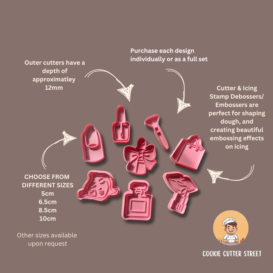 Cosmetic Make-Up Cutters & Icing Embossers For Cookies & Cupcake Toppers