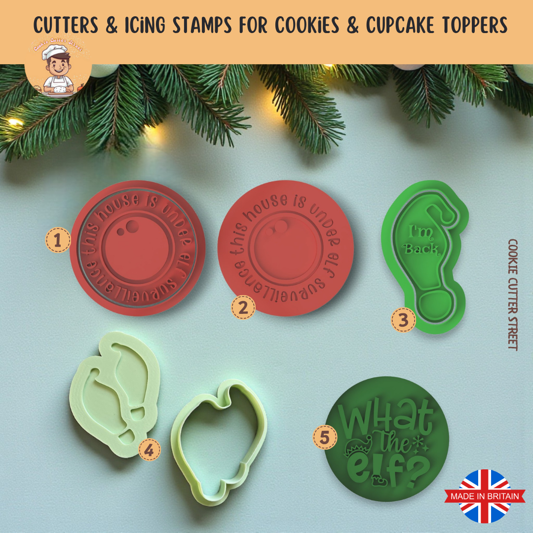 Elf foortprints cookie cutters & Icing Stamps