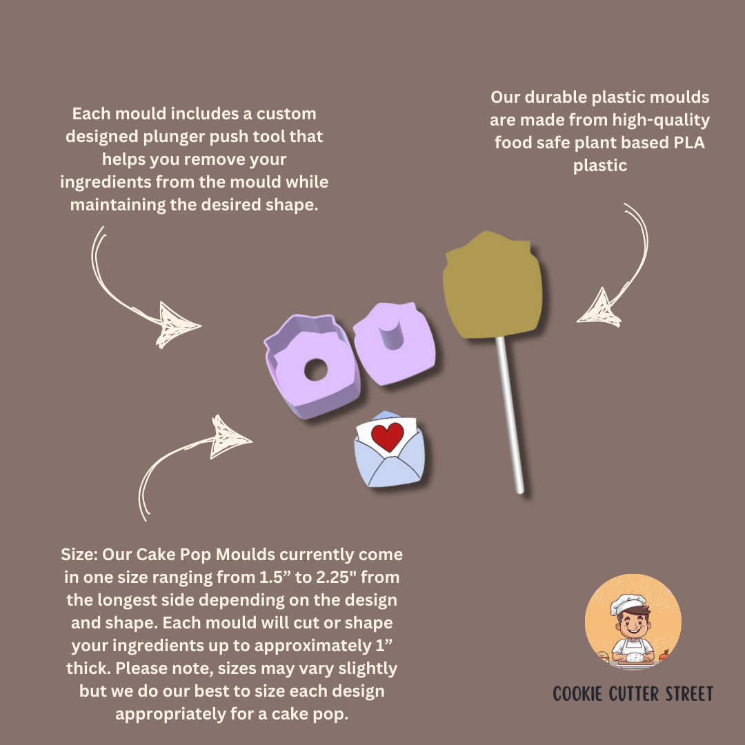Love Letter Shape Cake Pop Mould with Plunger Tool – Perfect for Valentine’s, Weddings, and Special Occasions
