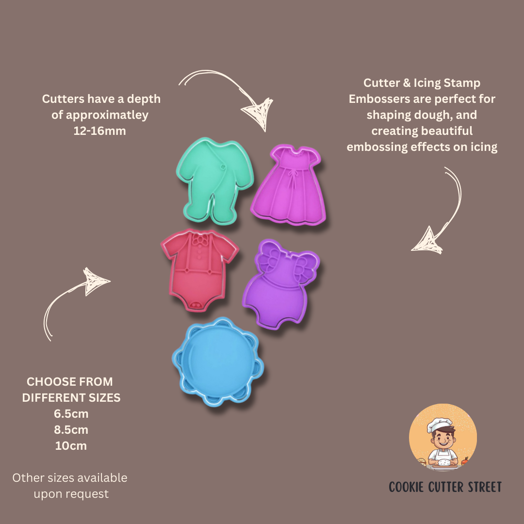 Baby Clothes Baby Shower Themed Cutters & Icing Embossers For Cookies & Cupcake Toppers