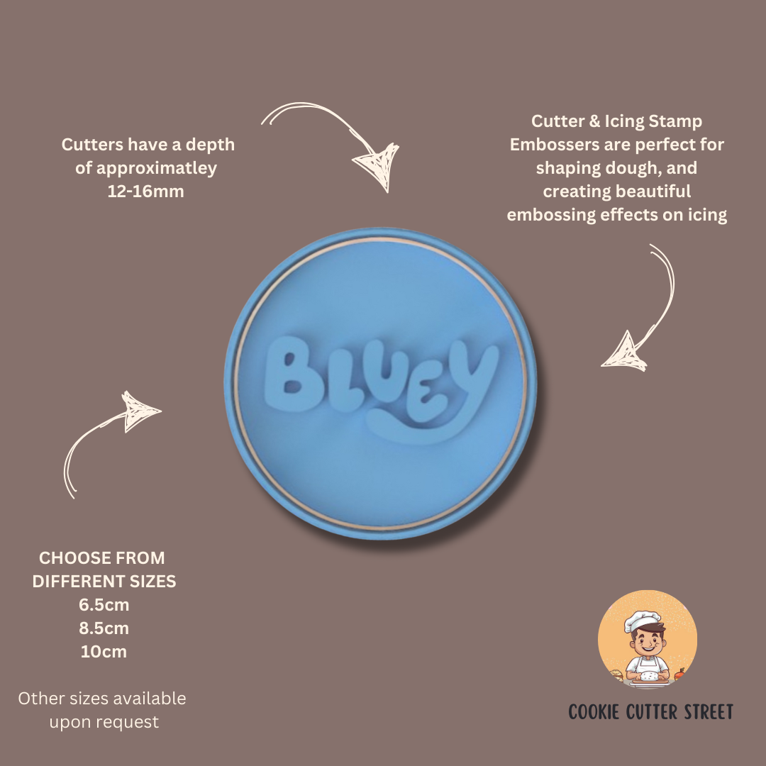 Bluey Circle Cutter & Icing Embosser For Cookies & Cupcake Toppers