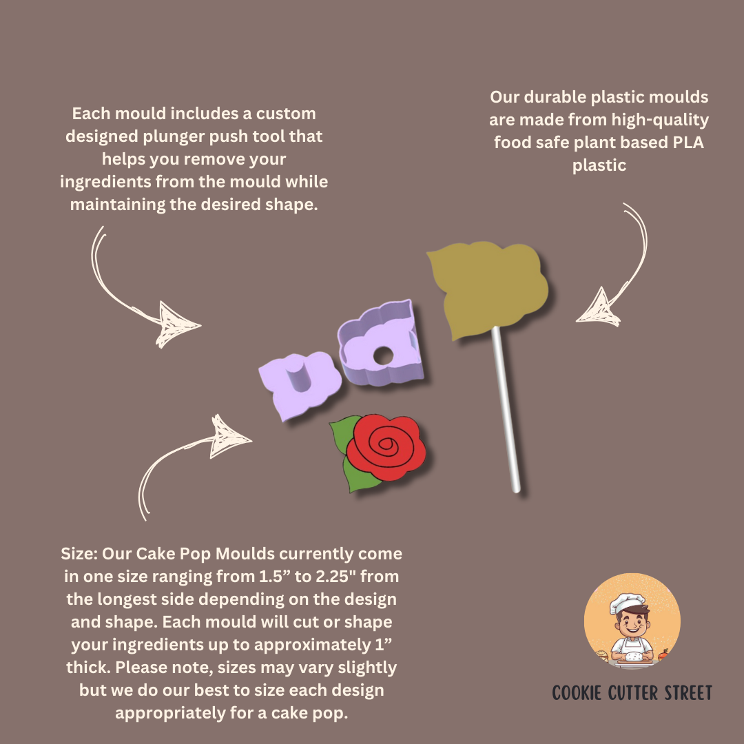 Rose Shape Cake Pop Mould with Plunger Tool – Perfect for Valentine’s, Weddings, and Special Occasions