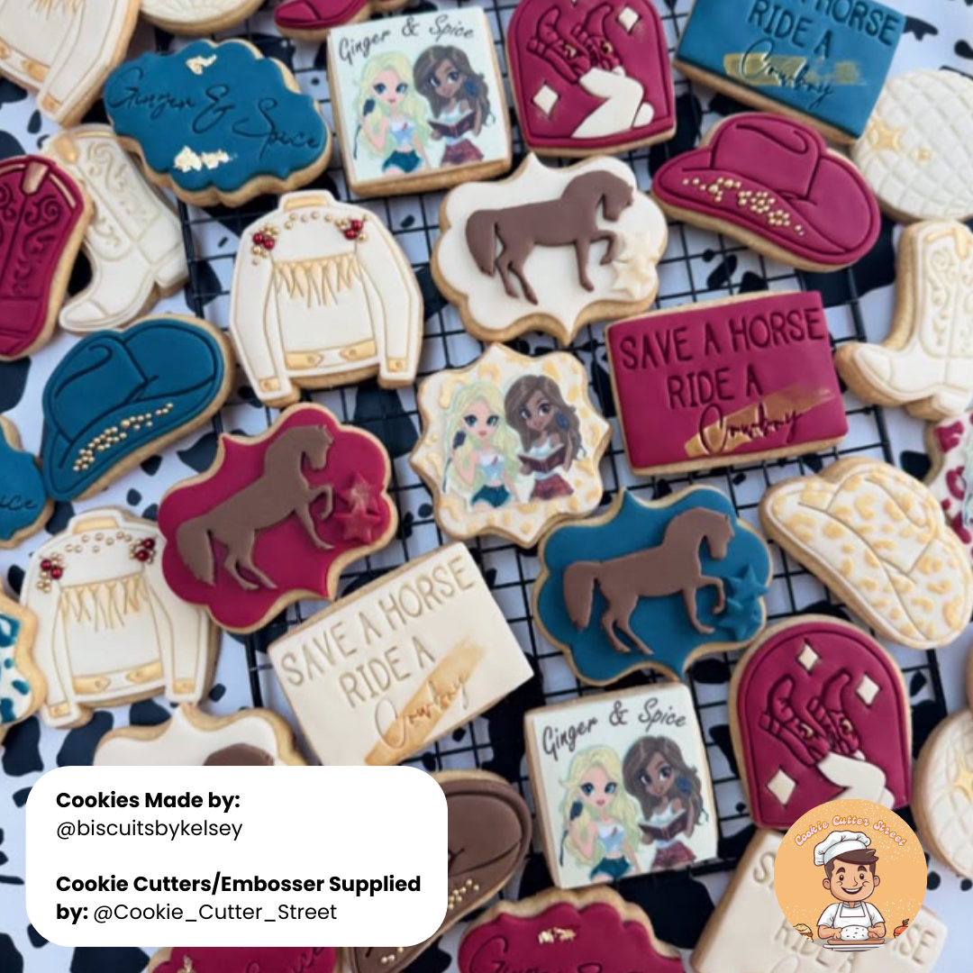 Wild West Cowgirl Birthday Bride To Be Hen Party Themed Cutters & Icing Embossers For Cookies & Cupcake Toppers