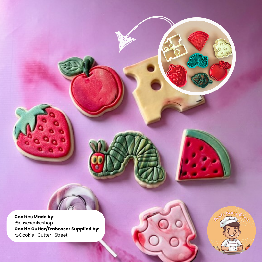 The Hungry Caterpillar Themed Cutters & Icing Embossers For Cookies & Cupcake Toppers