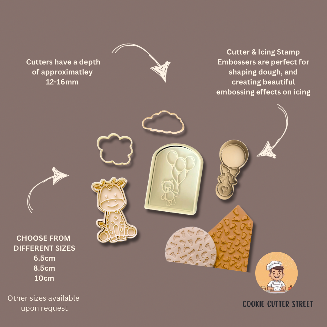 Giraffe Baby Shower Cutters & Icing Embossers For Cookies & Cupcake Toppers