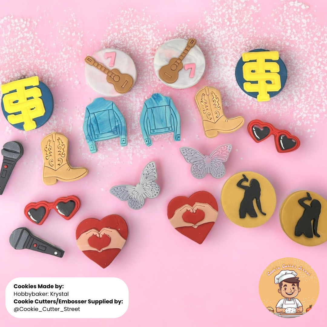 Taylor Swift Themed Cutters & Icing Embossers For Cookies & Cupcake Toppers