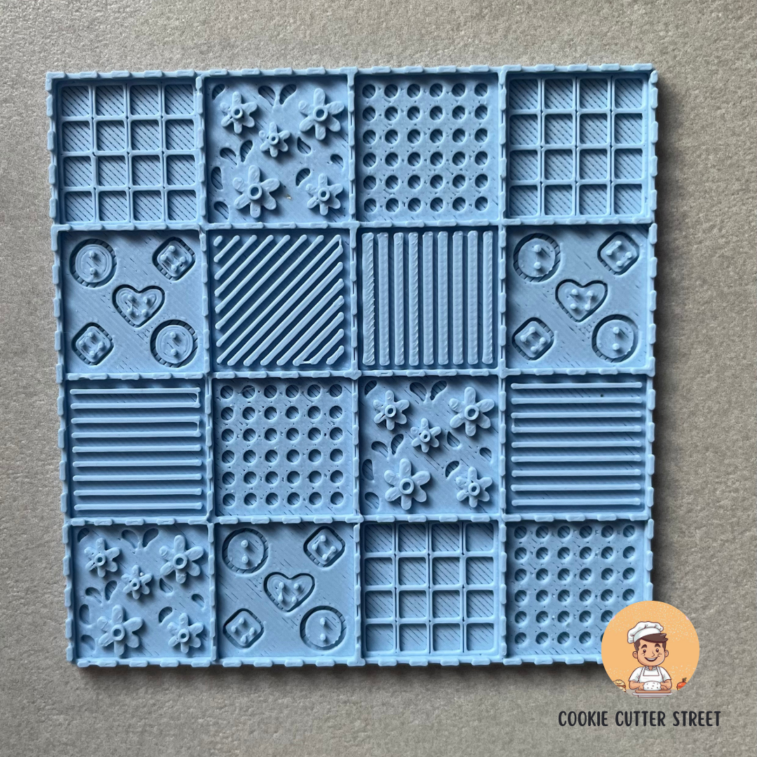 Patchwork Quilt Texture Square for cookies and cupcake toppers