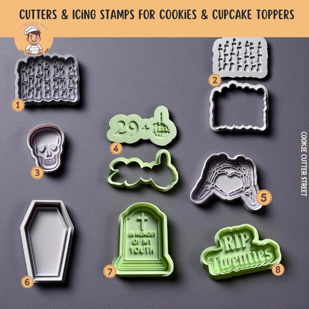 In Memory of My Youth Birthday Milestone Turning 30 Cutters & Icing Embossers For Cookies & Cupcake Toppers