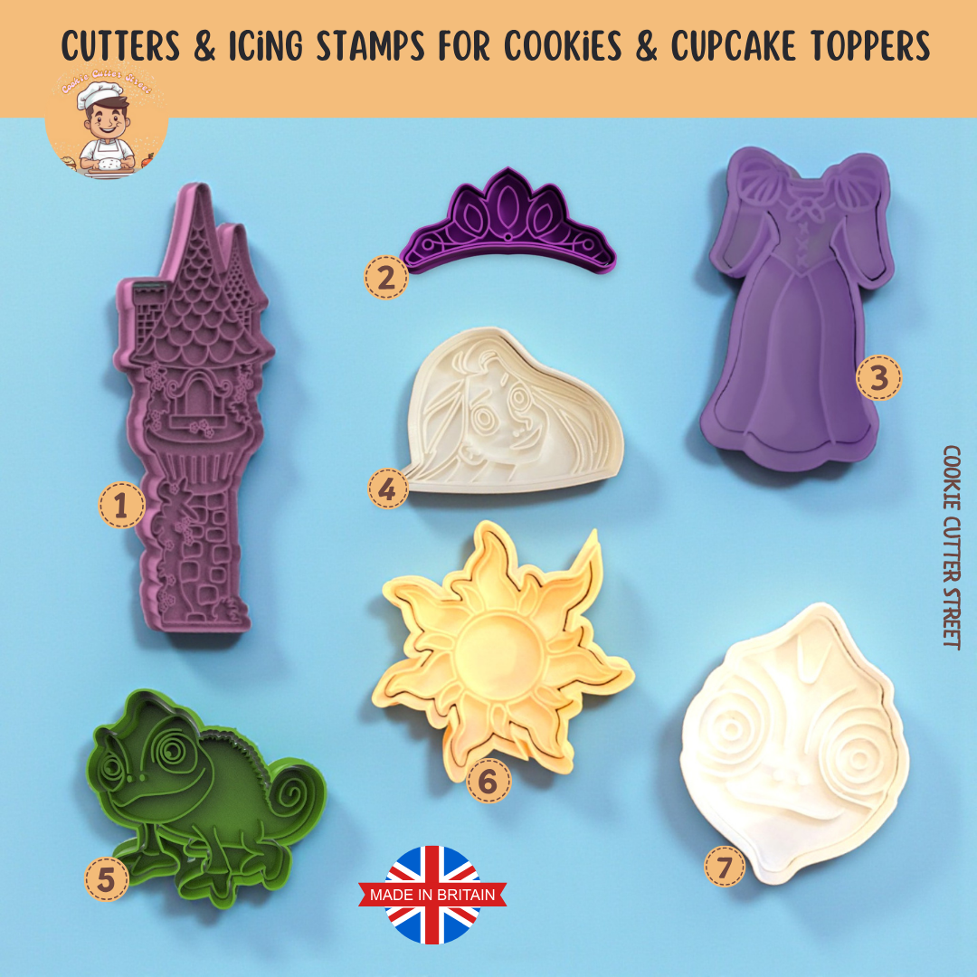 Rapunzel Tangled Cutters & Icing Embossers For Cookies & Cupcake Toppers
