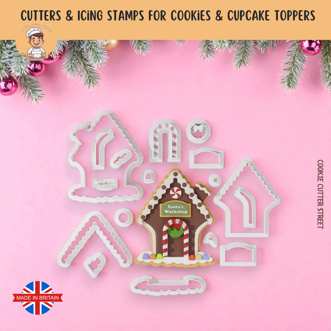 Christmas Santa Workshop Cup Multi-Piece Icing Cutter For Cookies & Cupcake Toppers
