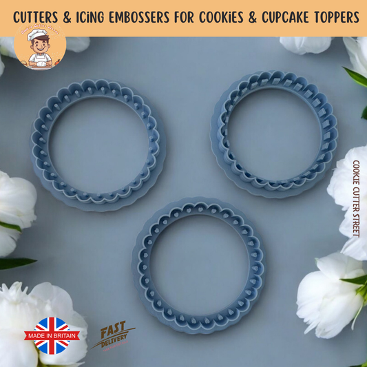 Scalloped Edge Dimple Detail Cutters & Icing Embossers For Cookies & Cupcake Toppers