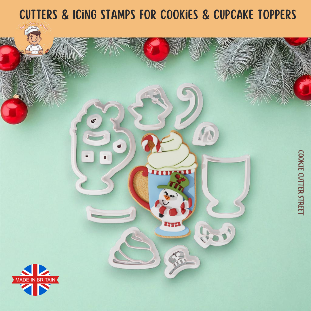 Christmas Snowman Cup Multi-Piece Icing Cutter For Cookies & Cupcake Toppers