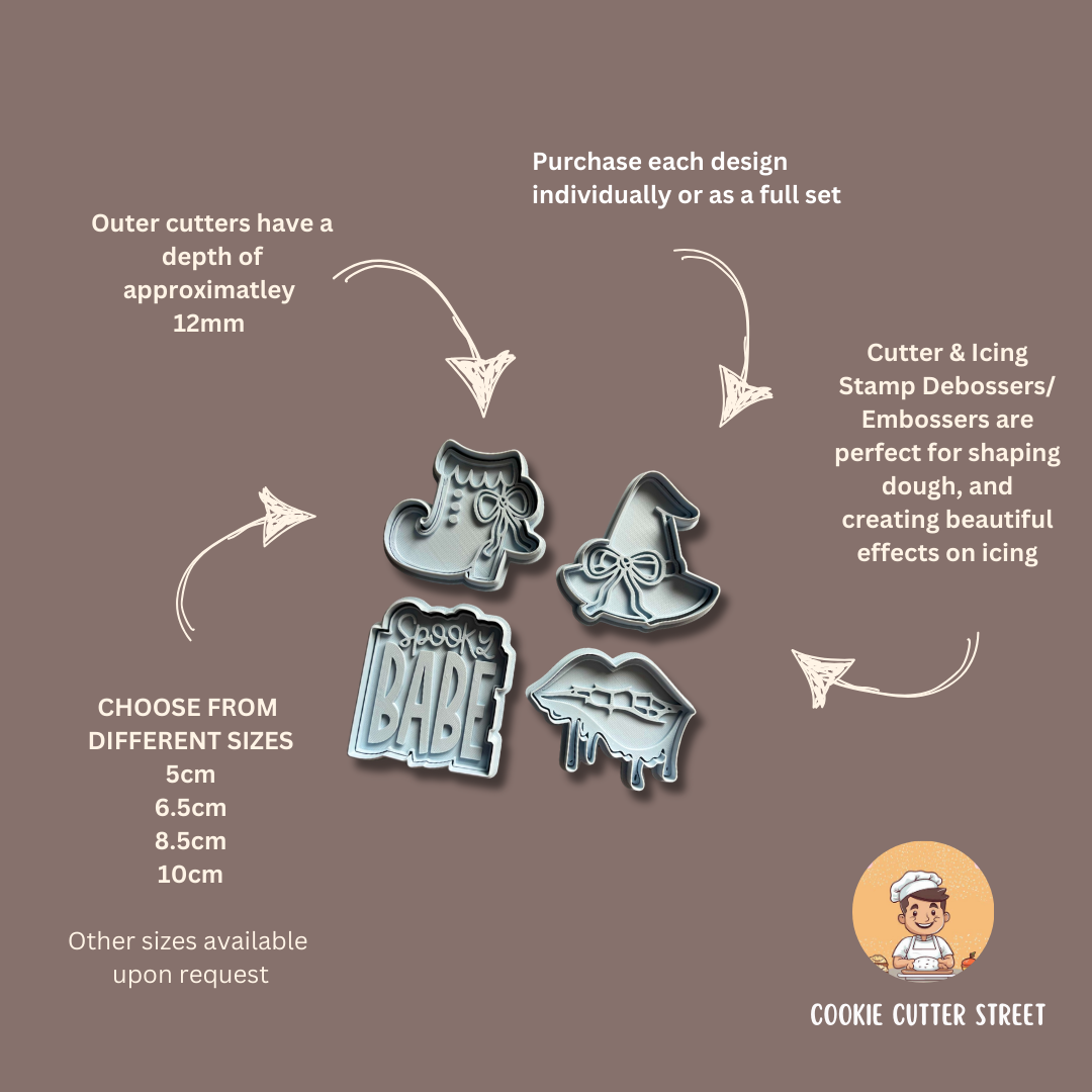 Spooky Babe Halloween Cutters & Icing Stamps For Cookies & Cupcake Toppers