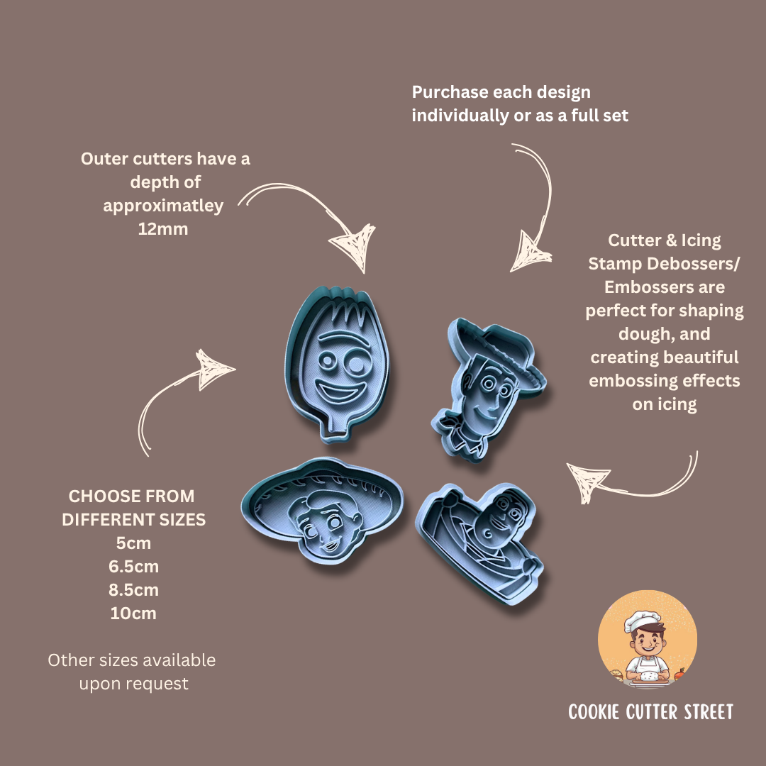 Toy Story Character Themed Cutters & Icing Embossers For Cookies & Cupcake Toppers
