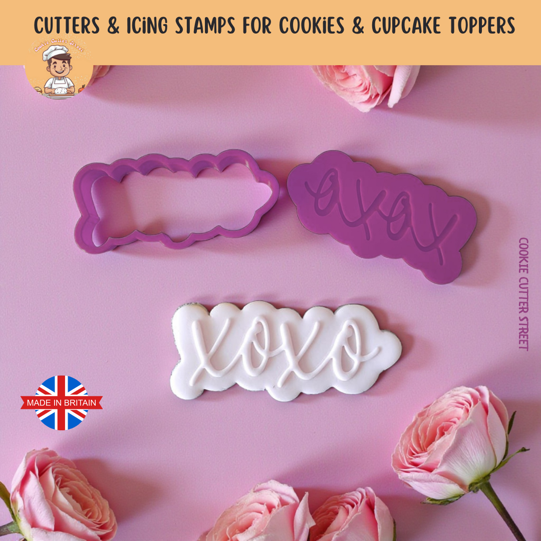 Valentines XOXO Icing Stamp & Cutter For Cookies & Cupcake Toppers