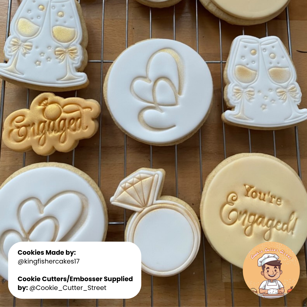 Cute Engagement Cutters & Icing Embossers For Cookies & Cupcake Toppers