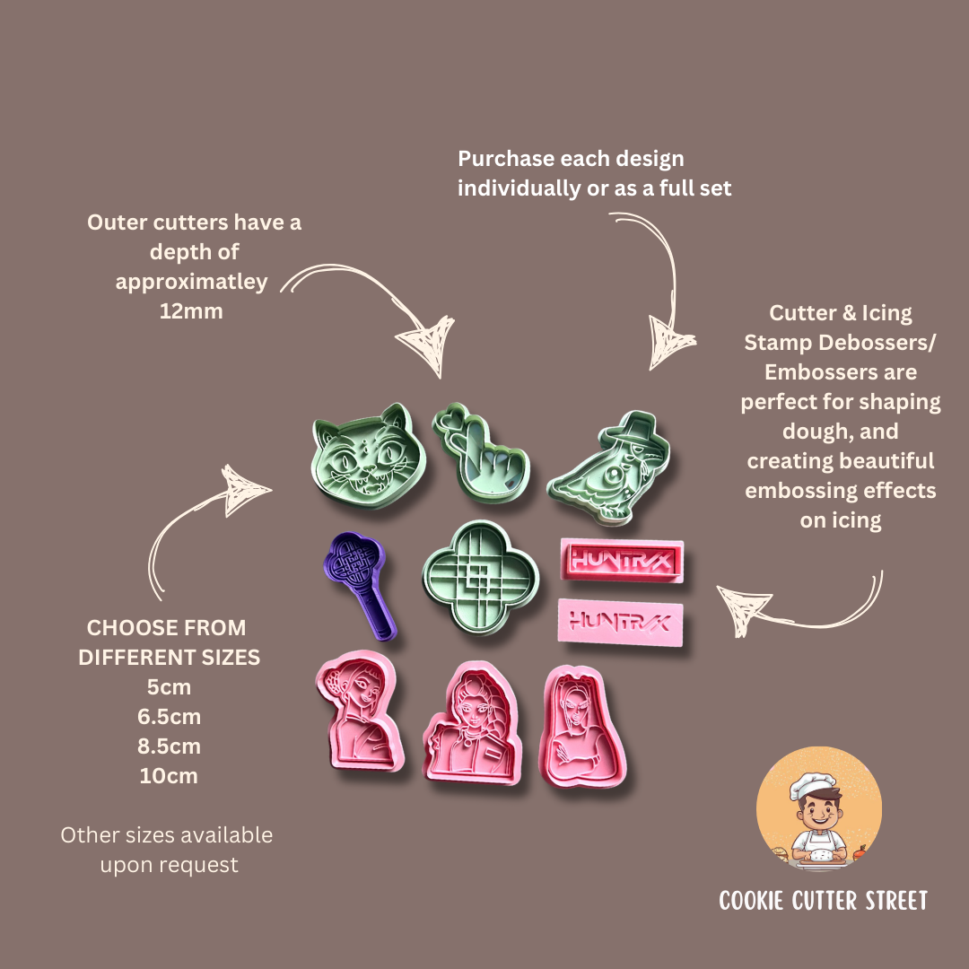 K-pop Demon Hunter Huntrix Cutters & Icing Embossers For Cookies & Cupcake Toppers