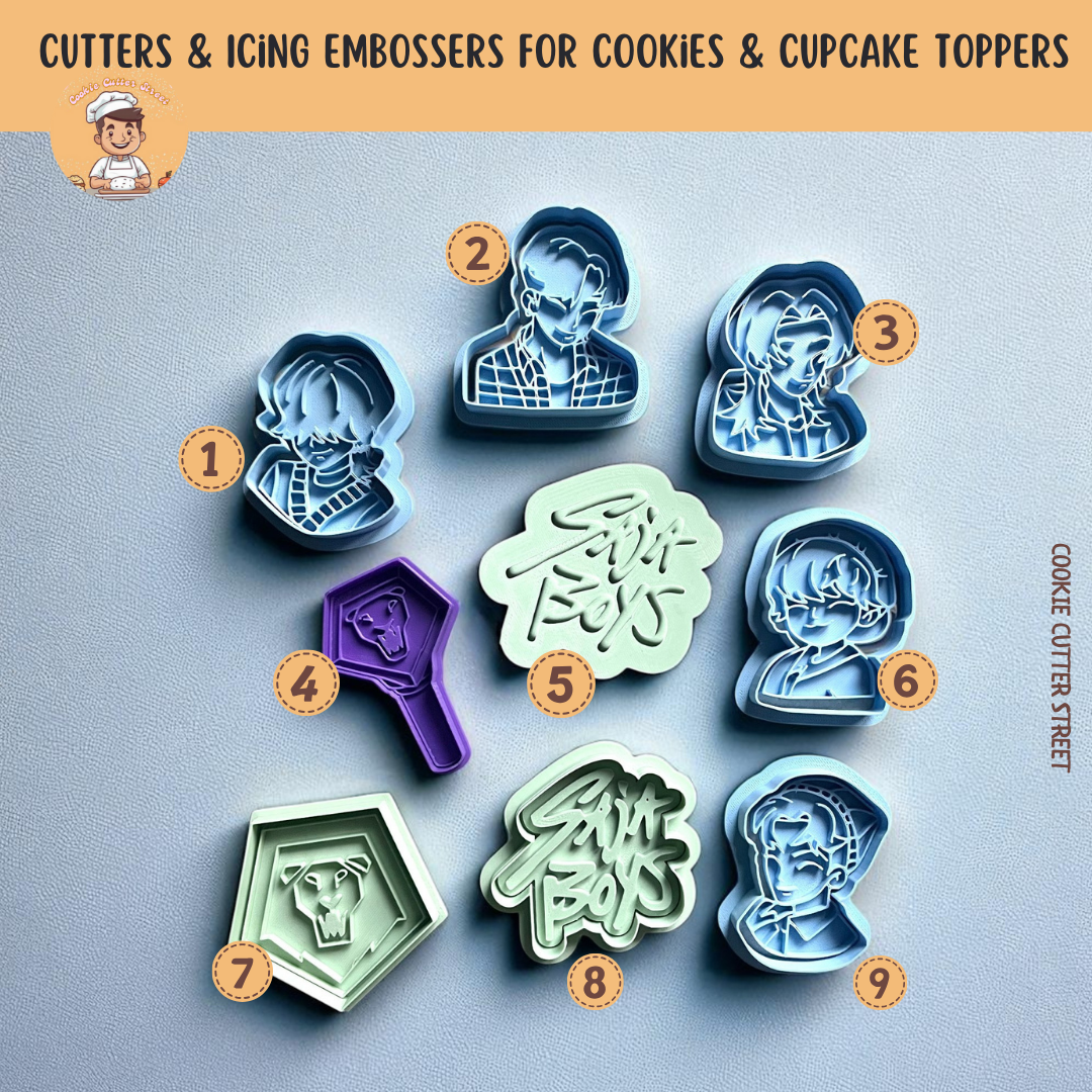 K-pop Demon Hunter Saja Boys Cutters & Icing Embossers For Cookies & Cupcake Toppers