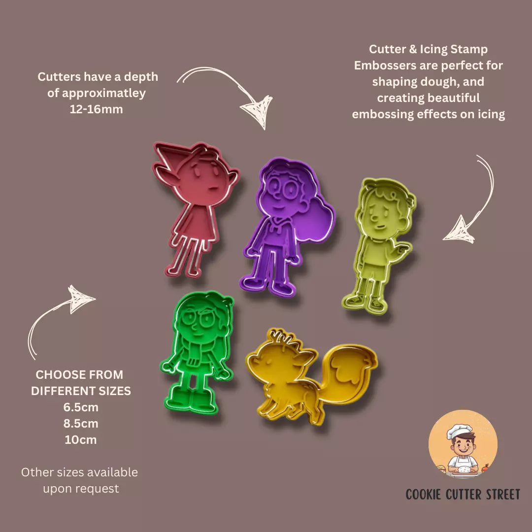 Hilda Themed Cutters & Icing Embossers For Cookies & Cupcake Toppers
