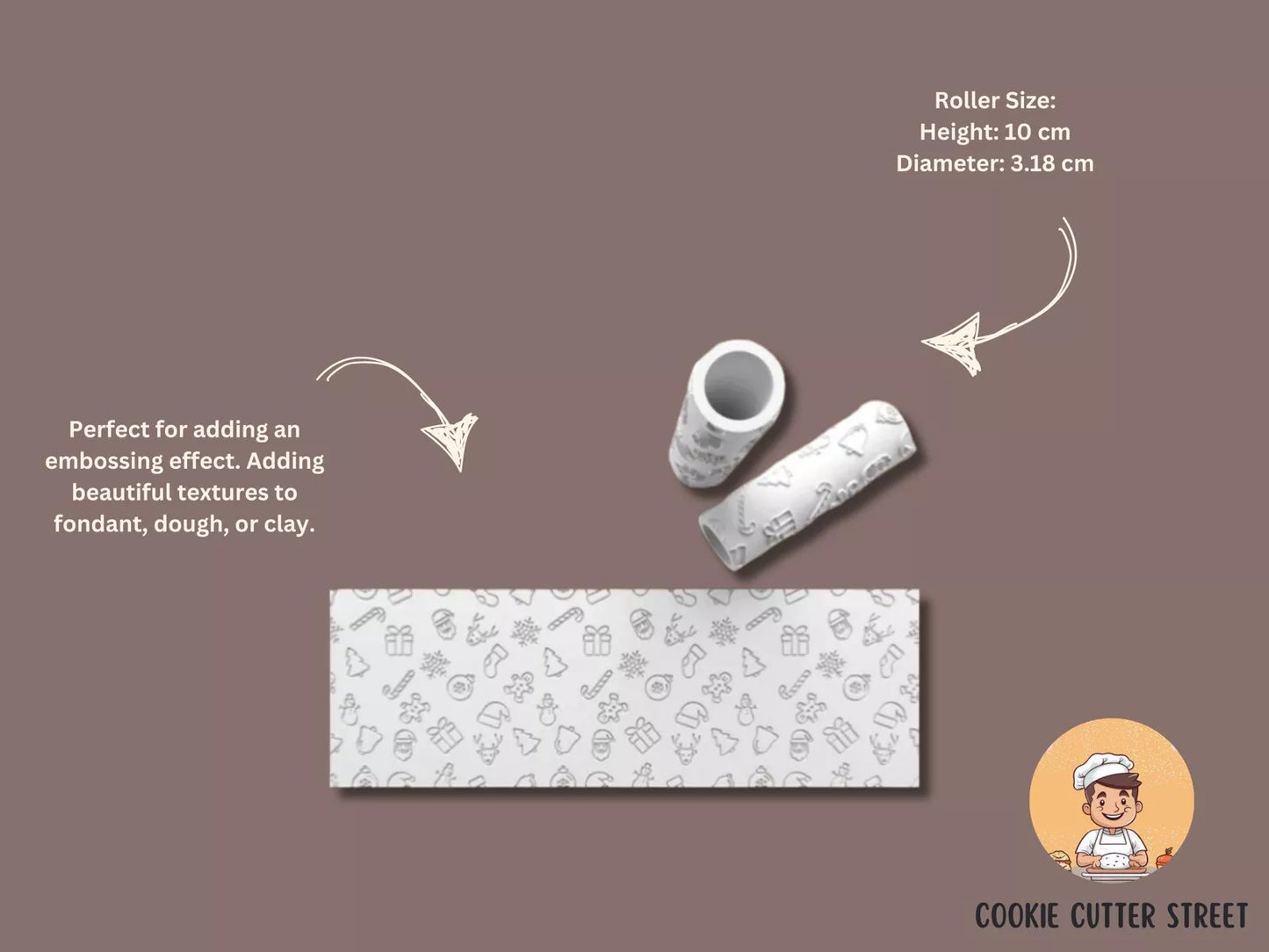 Christmas Pattern Texture Roller Embosser – Perfect for Cookies, Cakes & Cupcakes