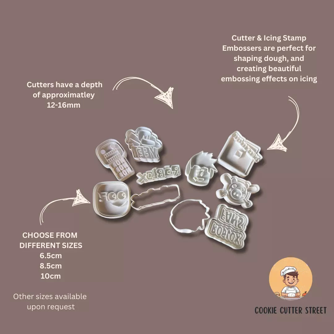 Roblox Themed Cutters & Icing Embossers For Cookies & Cupcake Toppers