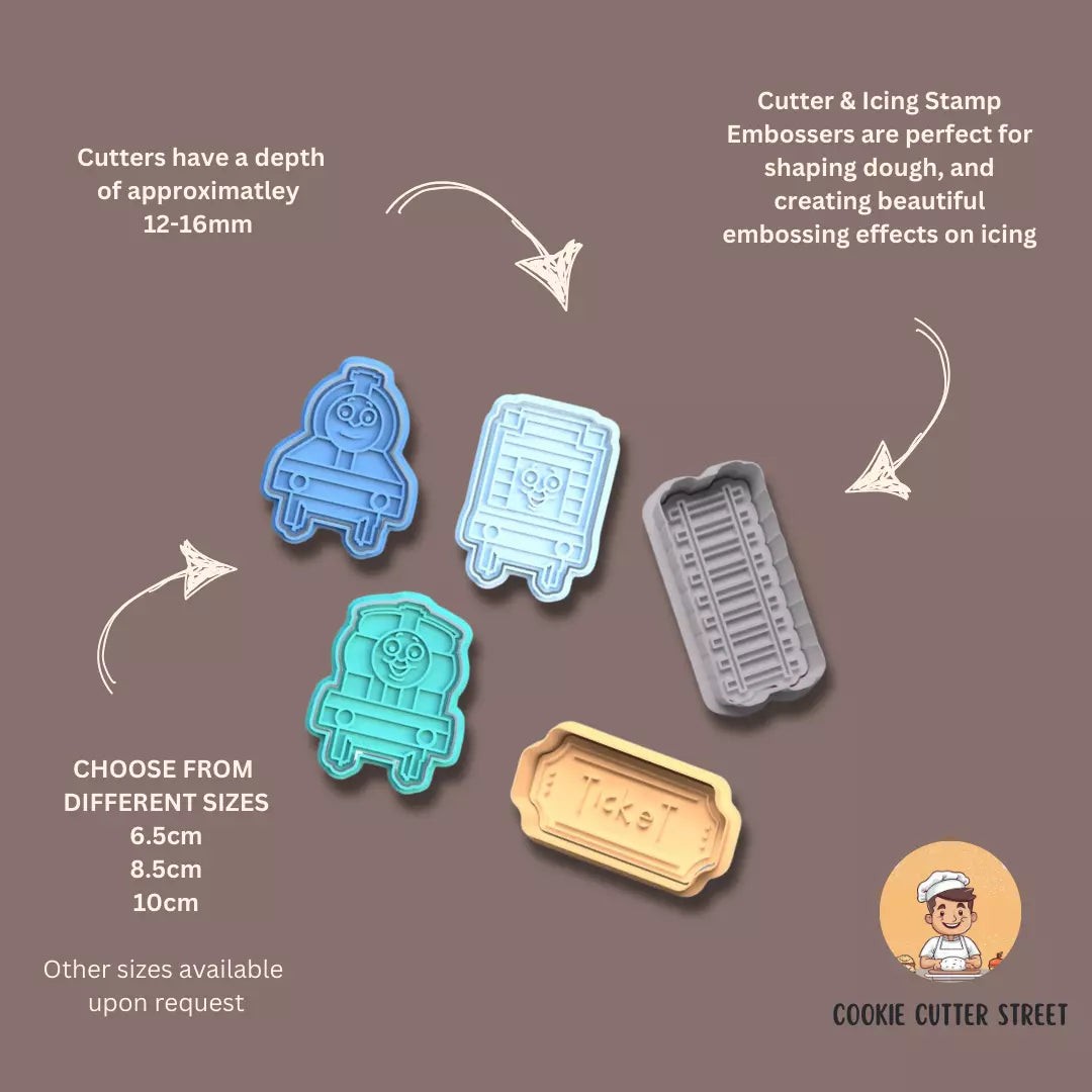 Thomas The Tank Engine Themed Cutters & Icing Embossers For Cookies & Cupcake Toppers