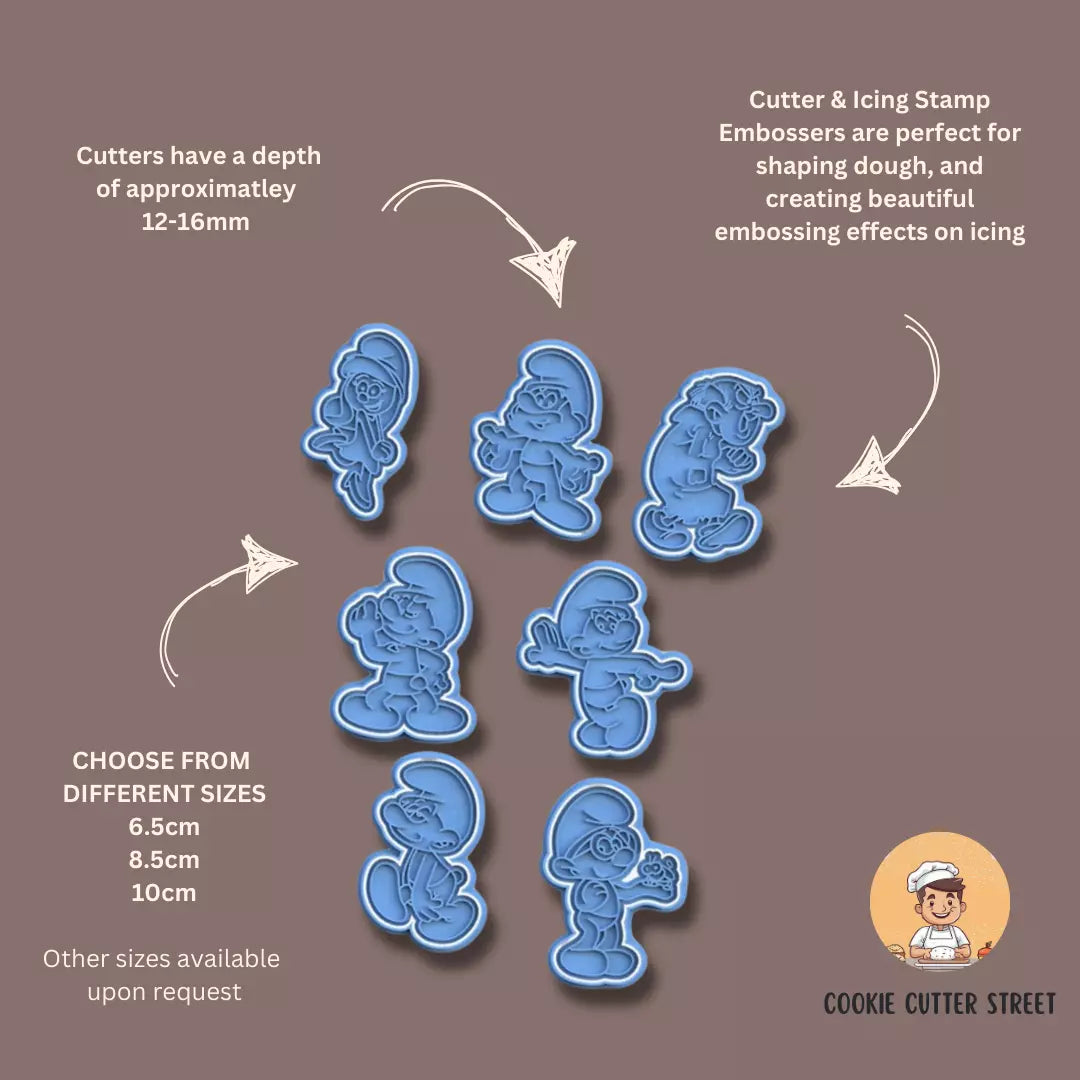 The Smurfs Themed Cutters & Icing Embossers For Cookies & Cupcake Toppers