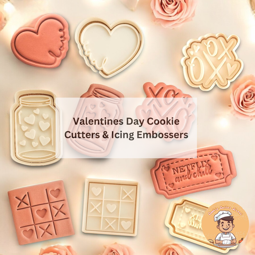 Valentines Day Cutters & Embossers for Cookie and Cupcake Toppers