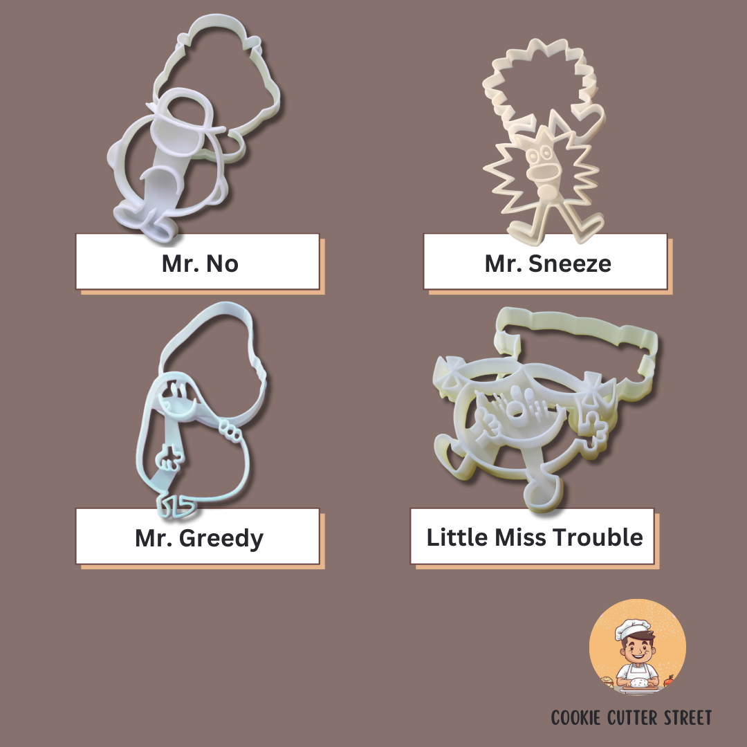 Mr. Men & Little Miss Themed Design Cutters & Icing Embossers For Cookies & Cupcake Toppers