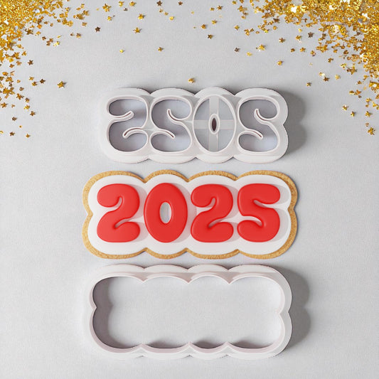 New Year 2025 Multi-Piece Icing Cutter For Cookies & Cupcake Toppers