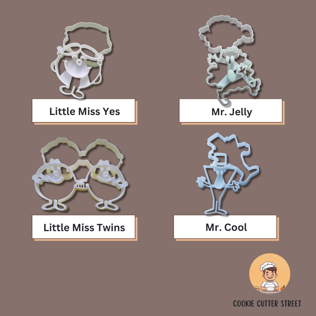 Mr. Men & Little Miss Themed Design Cutters & Icing Embossers For Cookies & Cupcake Toppers