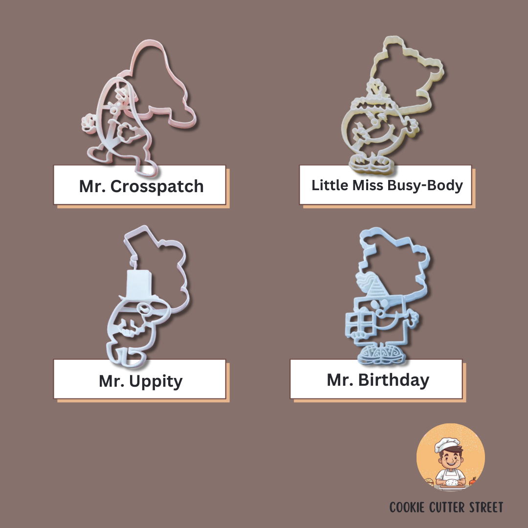 Mr. Men & Little Miss Themed Design Cutters & Icing Embossers For Cookies & Cupcake Toppers