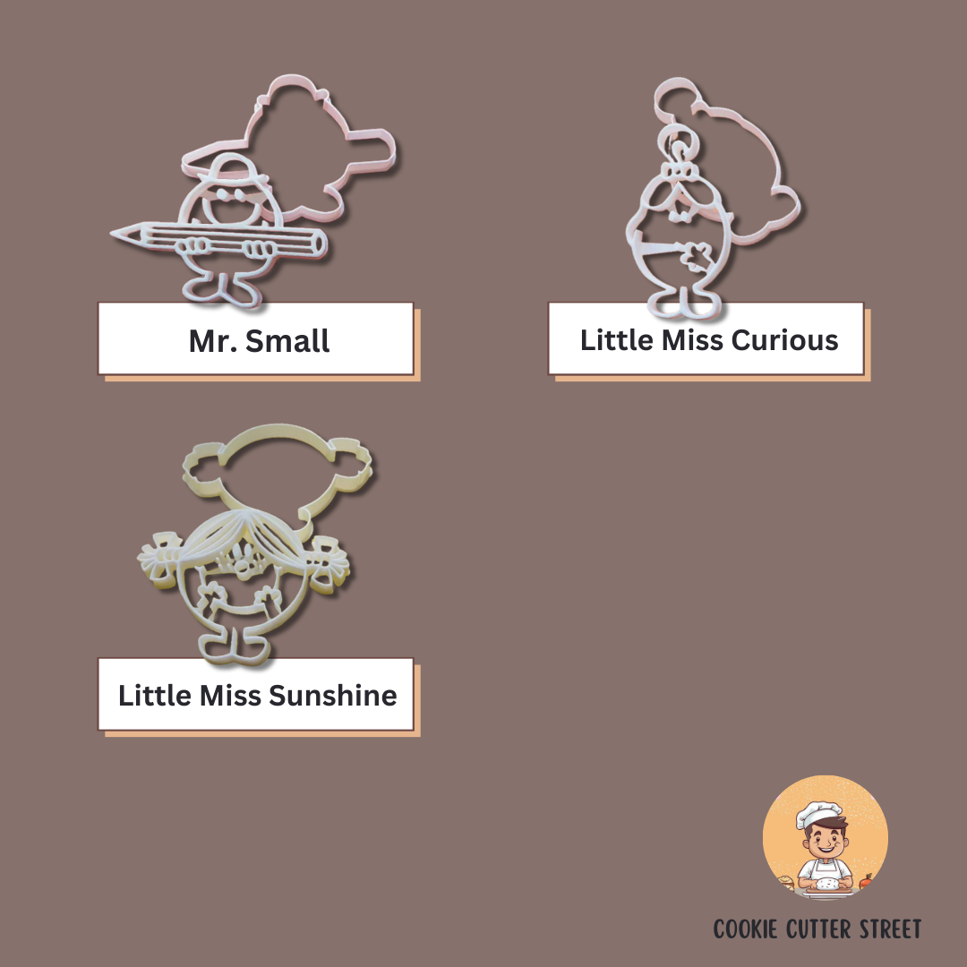 Mr. Men & Little Miss Themed Design Cutters & Icing Embossers For Cookies & Cupcake Toppers