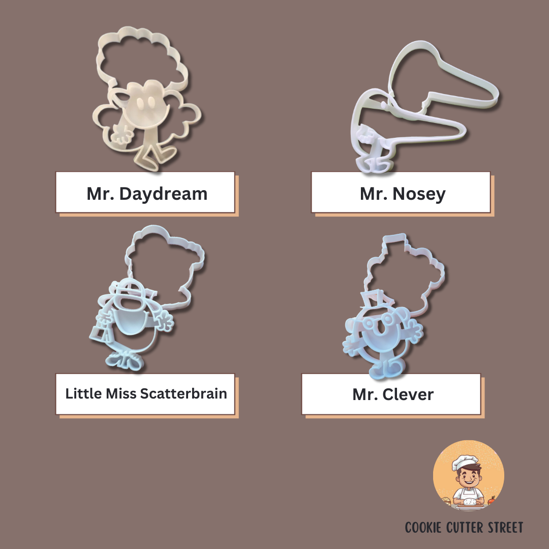 Mr. Men & Little Miss Themed Design Cutters & Icing Embossers For Cookies & Cupcake Toppers