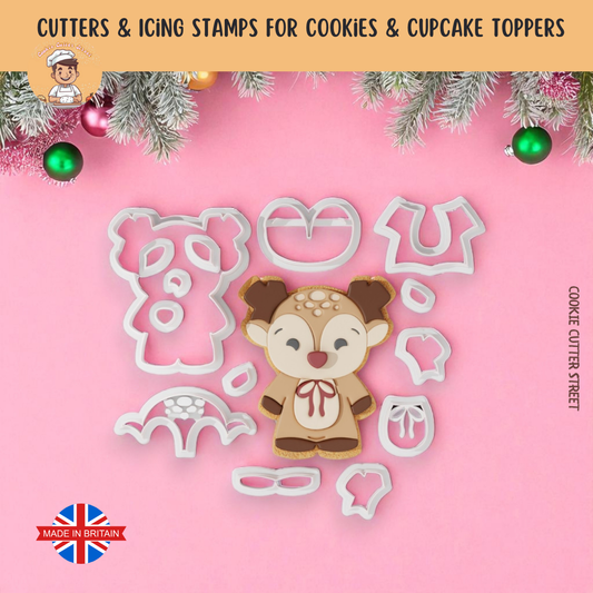 Adorable Reindeer Multi-Piece Icing Cutter For Cookies & Cupcake Toppers
