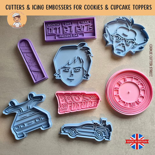 Back To The Future Themed Cutters & Icing Stamps For Cookies & Cupcake Toppers