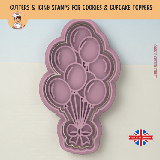 Balloon Bouquet Cutter & Icing Stamp For Cookies & Cupcake Topper