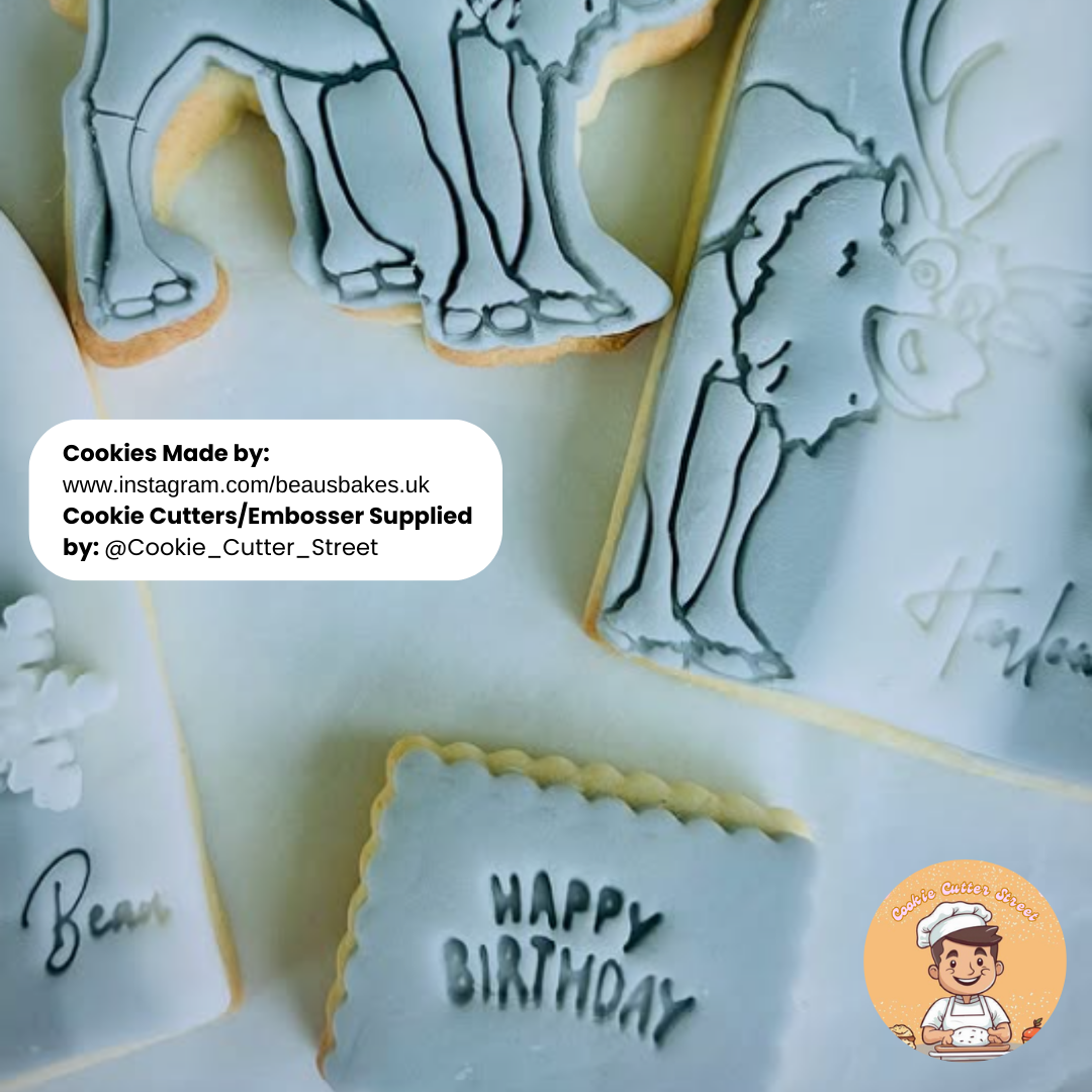 MICRO Message Scalloped Edge Happy Birthday Cutter & Icing Embosser For Cookies & Cupcake Toppers