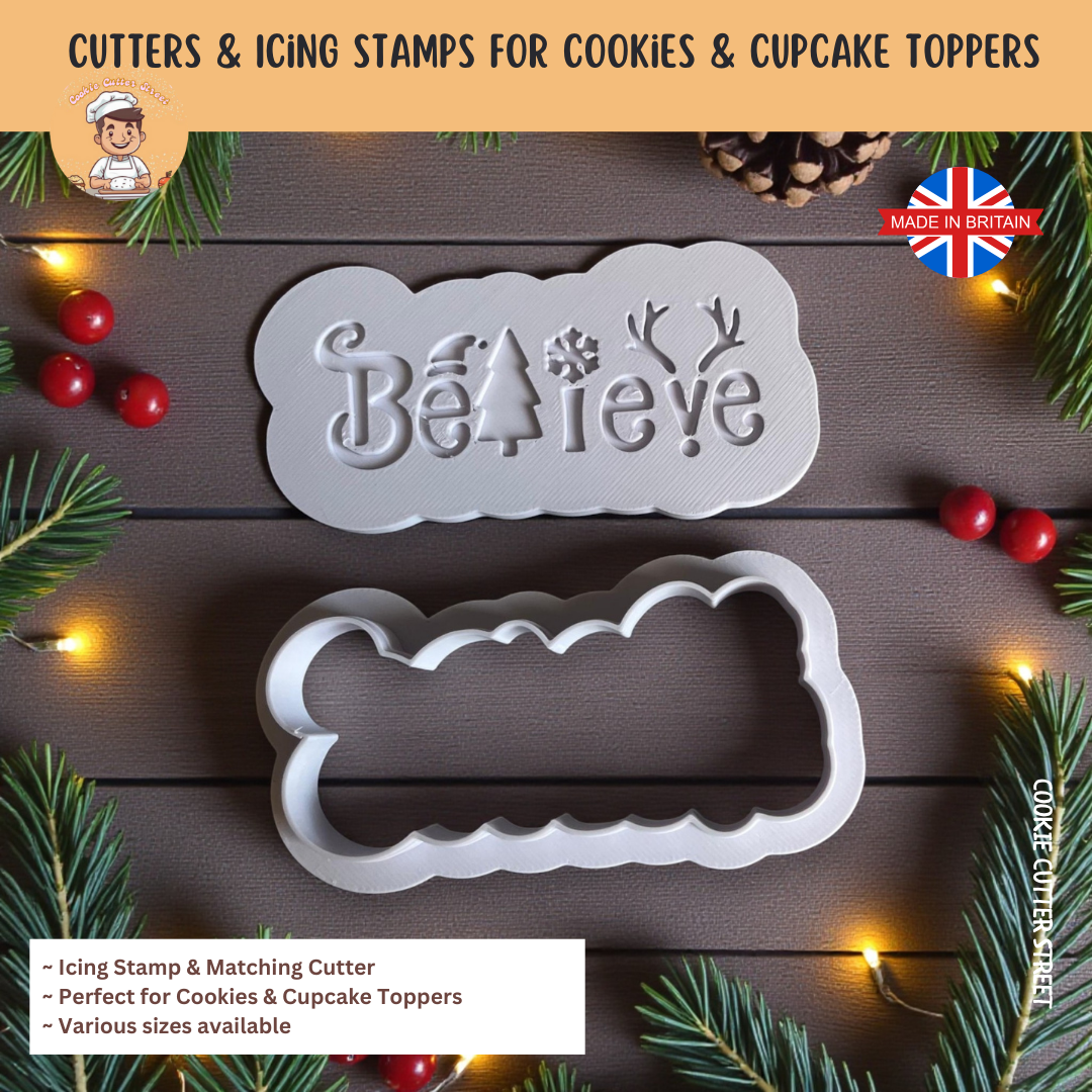 Christmas Believe Multi-Level Stamp & Cutter For Cookies & Cupcakes