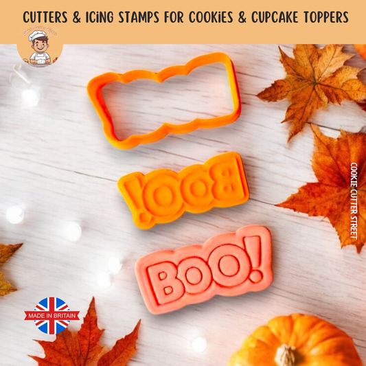 BOO Halloween Cutters & Icing Stamps For Cookies & Cupcake Toppers
