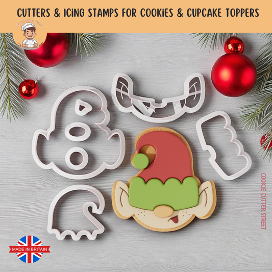 Cheeky Christmas Elf Multi-Piece Icing Cutter For Cookies & Cupcake Toppers