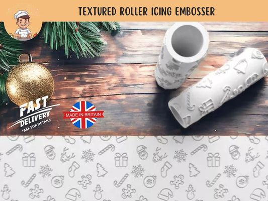 Christmas Pattern Texture Roller Embosser – Perfect for Cookies, Cakes & Cupcakes