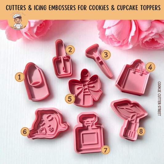 Cosmetic Make-Up Cutters & Icing Embossers For Cookies & Cupcake Toppers