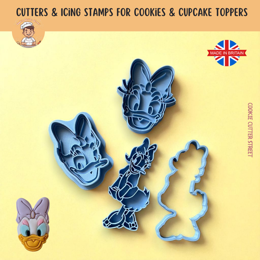 Daisy Duck Themed Cutters & Icing Embossers For Cookies & Cupcake Toppers