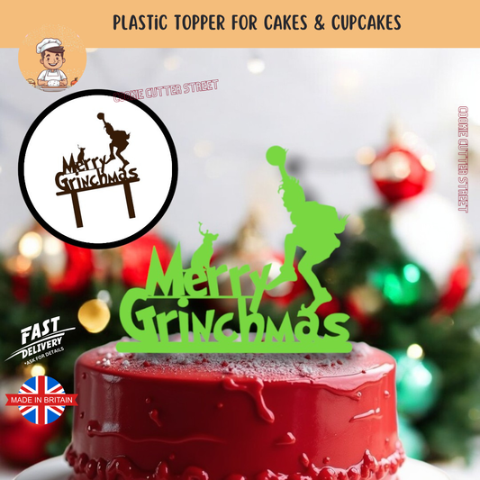 Plastic Merry Grinchmas Cake Topper! (Various Sizes & Colours Available)