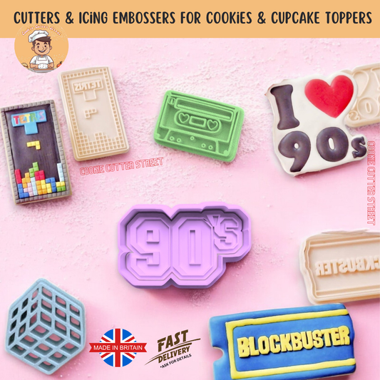 Relive the Retro Vibes! 90’s Themed Cutters & Icing Embossers For Cookies & Cupcake Toppers